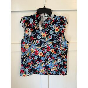 Joy joy floral‎ sleeveless blouse size large